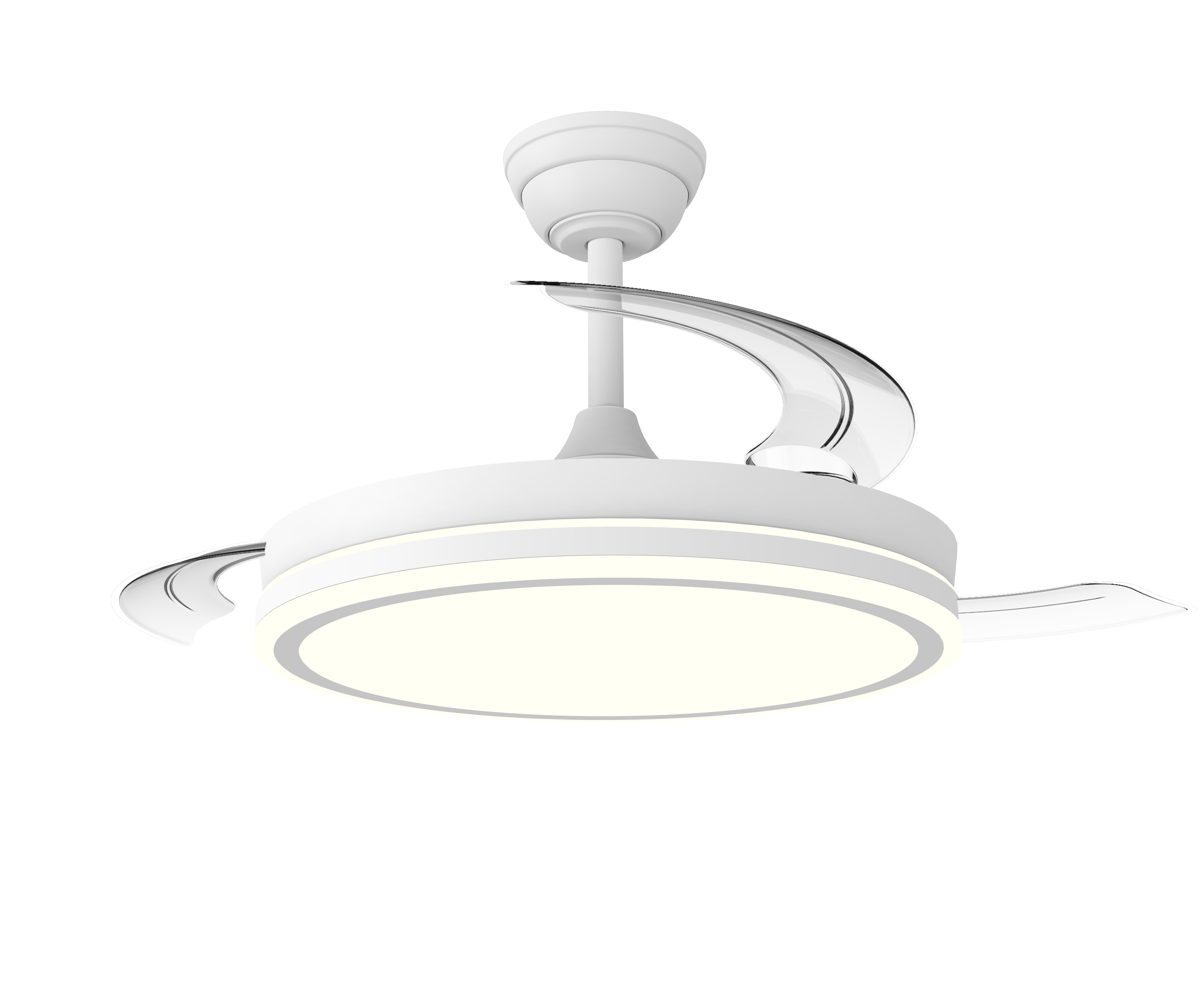 Ventilador Techo Cristal Night Eco Retrac 48W Bk Negro